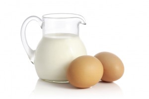 One liter of fresh milk and two eggs